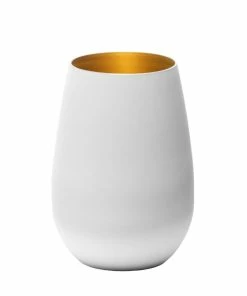 Stolzle 15.75oz Olympia Glass Tumblers - Set Of 2 | White & Gold