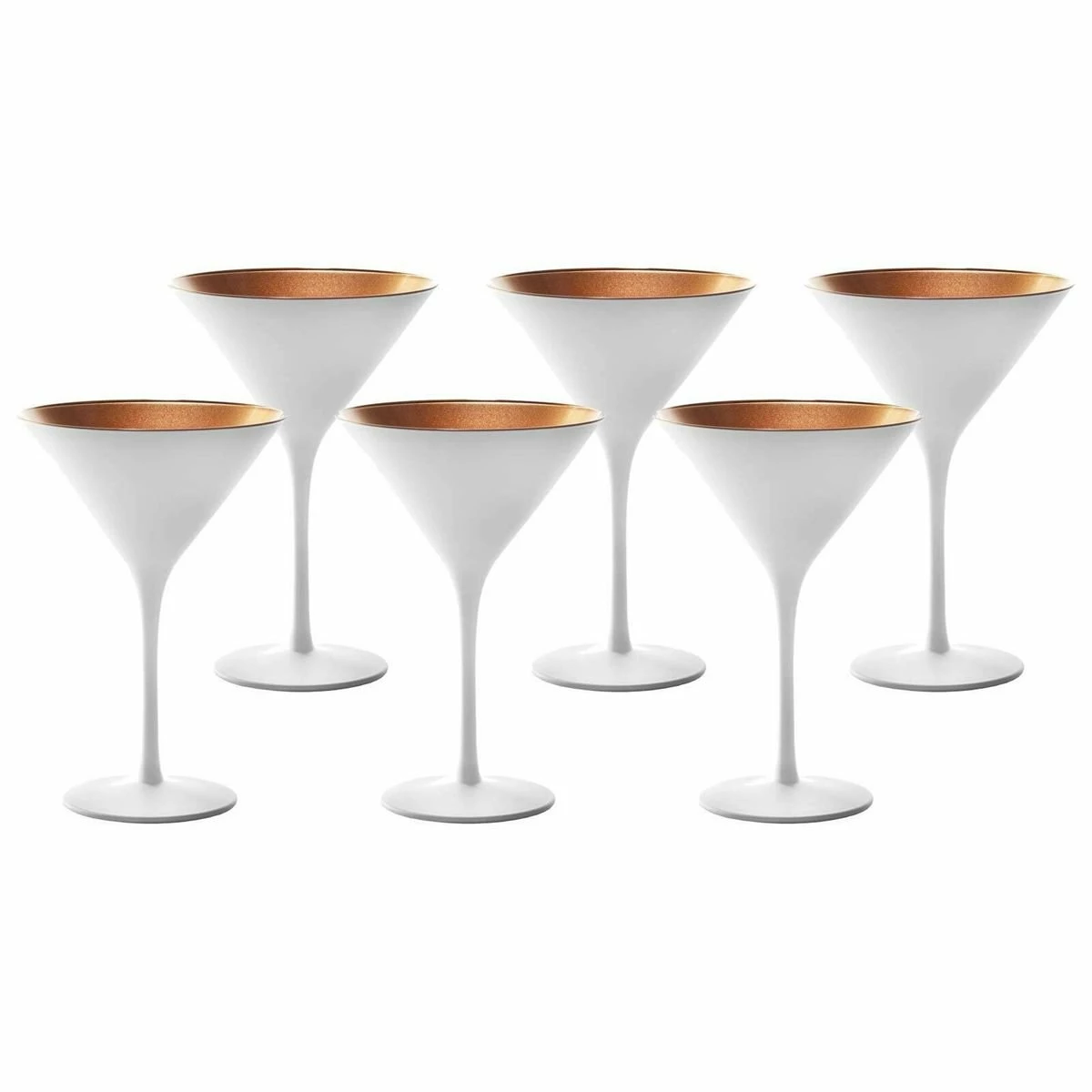 Stolzle 8oz Olympia Crystal Martini Glasses - Set Of 6 | White & Bronze 3 Stolzle 8oz Olympia Crystal Martini Glasses - Set Of 6 | White & Bronze