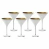 Stolzle 8oz Olympia Crystal Martini Glasses - Set Of 6 | White & Gold -Glassware & Drinkware Shop wht gold